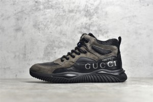 古驰（GUCCI）灰黑拼接高帮运动鞋