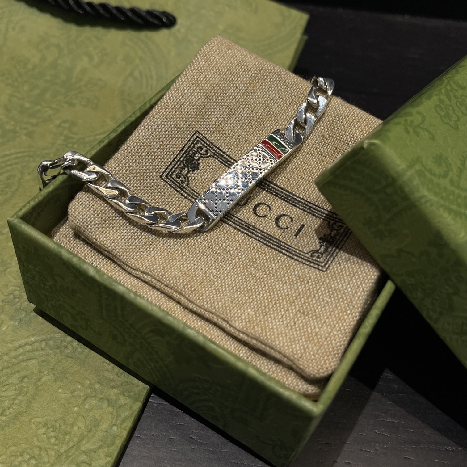 Gucci plaid enamel bracelet