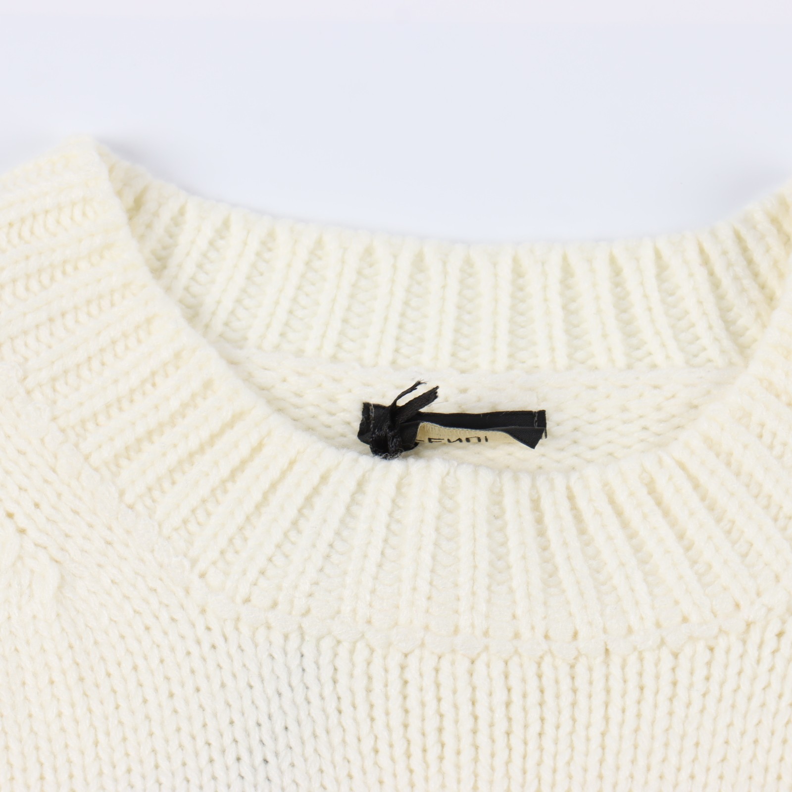 Fendi chest letter jacquard logo round neck sweater