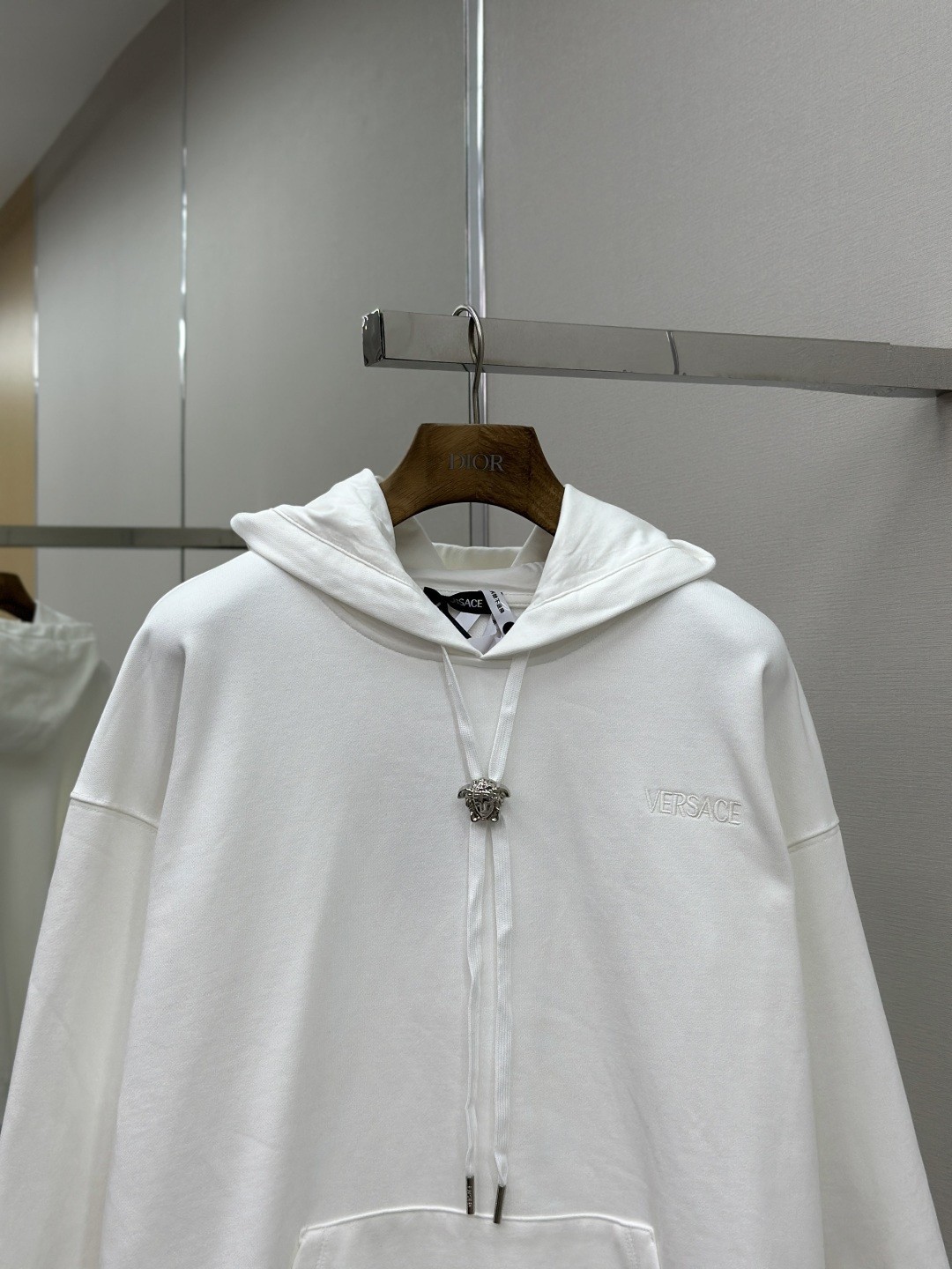 Versace Medusa Head Solid Color Hooded Sweatshirt (White)