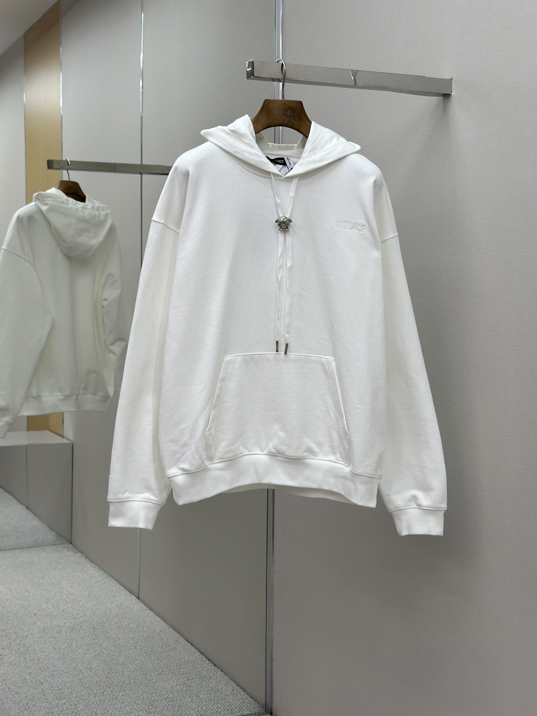 Versace Medusa Head Solid Color Hooded Sweatshirt (White)