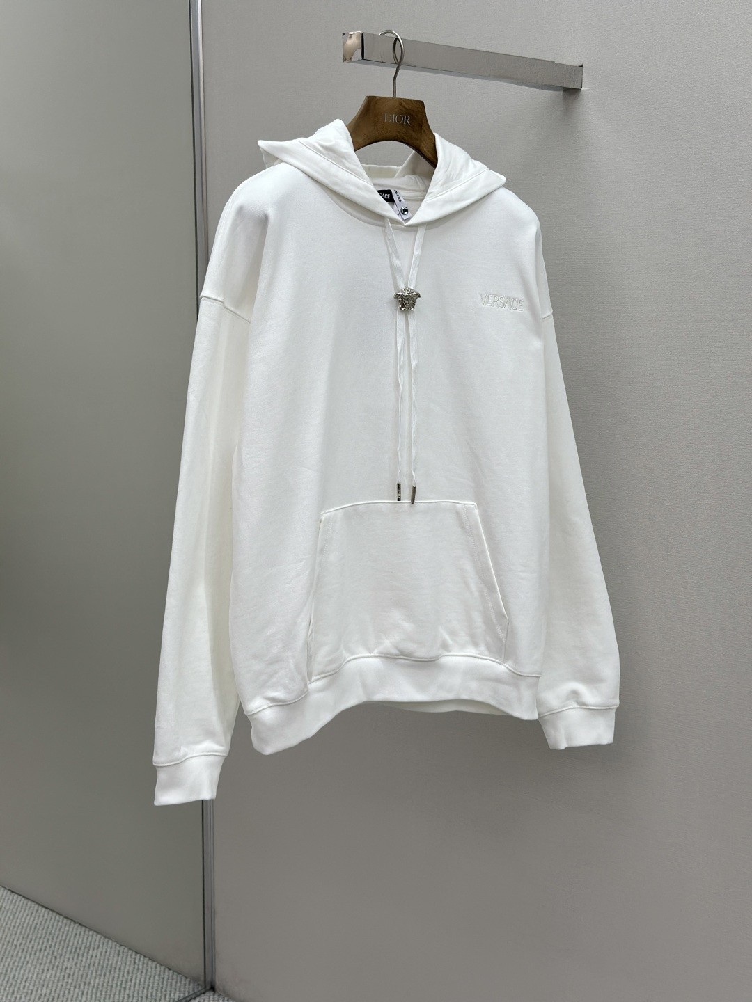 Versace Medusa Head Solid Color Hooded Sweatshirt (White)